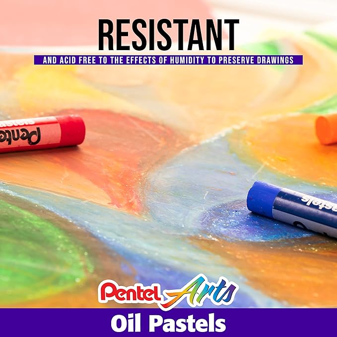 Pentel Arts Oil Pastel Set, 5/16 x 2-7/16 Inch, Assorted Colors, Set of 36