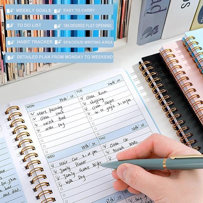 Undated Weekly Planner with Goal & Habit Tracker Notebook Spiral Binding Small Personal To Do List Week Planners for Kids School- Cute Non Dated Weekly Planner Simple Agenda Planners for Work