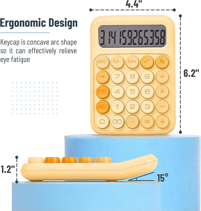Mr. Pen- Mechanical Switch Calculator, 12 Digit Large LCD Display, Orange with Big Buttons, Mechanical Switch Calculator for Home, School, Office