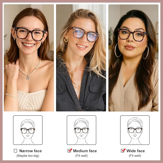 Madison Avenue Blue Light Blocking Glasses Oversized Fashion Blue Light Glasses for Women Anti Eyestrain & UV Protection Computer Eyeglasses (Milk Grey Brown)