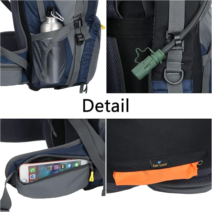 WoneNice 50L(45+5) Waterproof Hiking Backpack Outdoor Daypack w/Rain Cover
