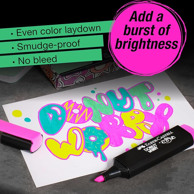 Faber-Castell Graffiti Highlighters Set - 8 Chisel Tip Highlighters - Aesthetic School Supplies and Bible Highlighters, Fun & Cute Highlighters Assorted Colors, Journaling Supplies in Neon Colors