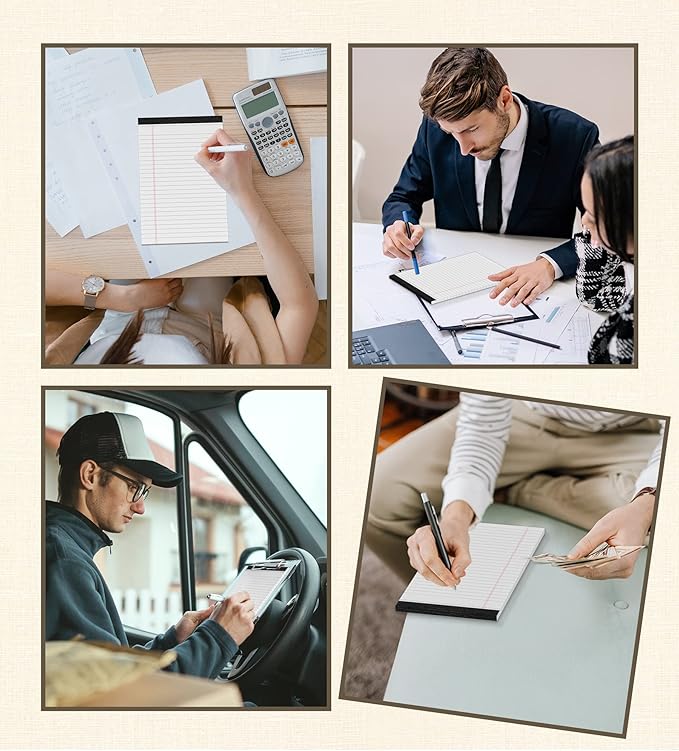 Note Pads 5x8 Small Legal Pads White Notepad, 6 Pack, Narrow Ruled Notepads, Micro Perforated Legal Writing Pads Memo Pad, 30 Sheet/ Note Pad, Notebook Paper Tablet for School, Lined Note Pad 5x8''
