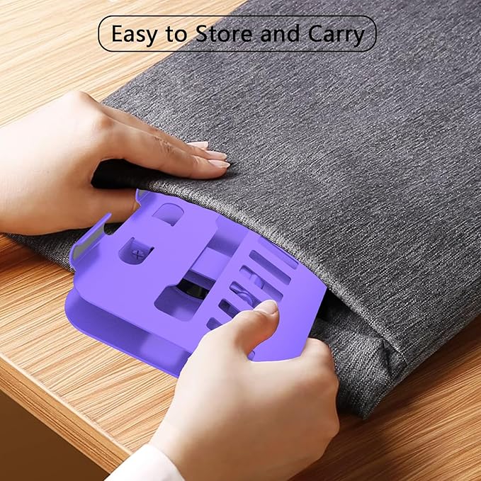 360° Rotation Tablet Stand, Ultra Stability Base Fully Folded Easy to Store and Carry Adjustable iPad Stand Compatible with 4-13" Tablet E-Reader iPad Pro/Air/Mini and More (Purple)