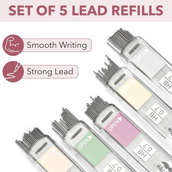 Mr. Pen- Mechanical Pencil Set with Lead and Eraser Refills, 5 Pack | 0.7mm, Sketching Pencils, Drafting Pencil, Drawing Mechanical Pencils