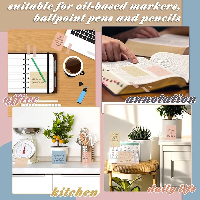 Jetec 900 Pcs Bible Sticky Notes Bible Study Supplies Pastel Colors Transparent Journaling Supplies Book Annotation Tools Translucent Clear Office Notes with Marker See Through Self(Cute Color)