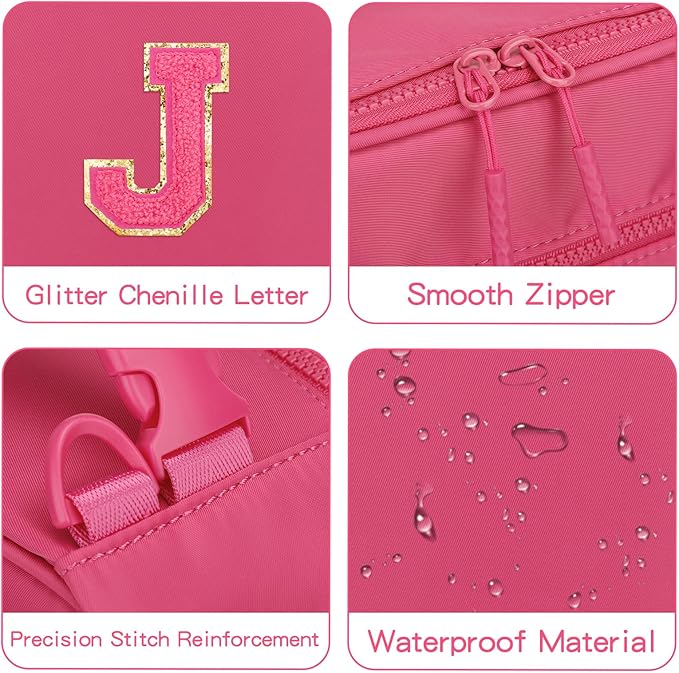 Initial Insulated Lunch Bag for Girls Kids, Back to School Gift, Reusable Leak-proof Lunch Box with Adjustable Strap for School Daycare Travel Picnic (Rosy Red,J)