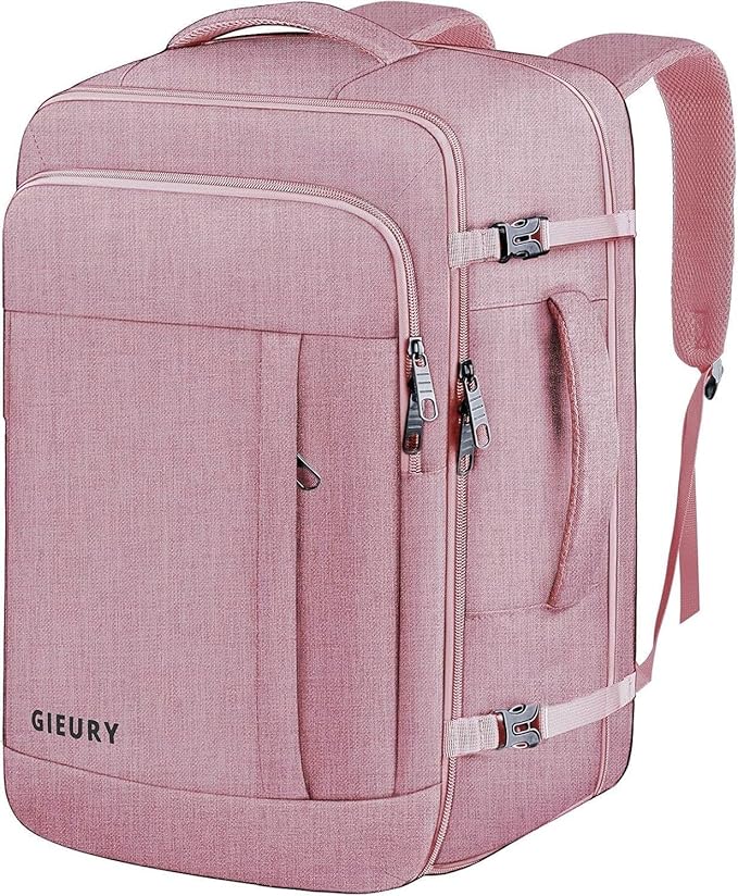 Carry On Backpack, 55L Extra Large Travel Backpack for Men & Women, Expandable Big Capacity For Airplanes, Travel Gifts for Men Women, Fits 18.4 Inch Laptop, Luggage Suitcase Daypack Bag, Pink