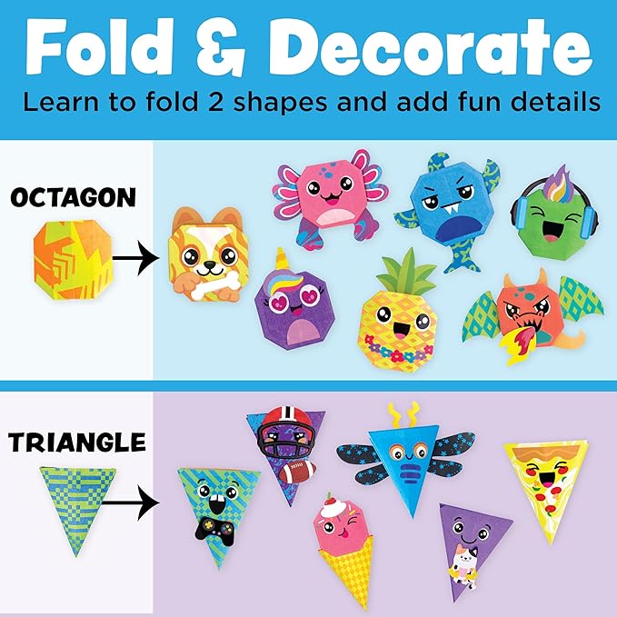 Creativity for Kids Origami Squishies Kit | Great Spring Crafts | Fold, Decorate & Squish 24 Bright Paper Creations | DIY Arts & Crafts for Kids to Build STEAM Skills & Creativity (Ages 7+)