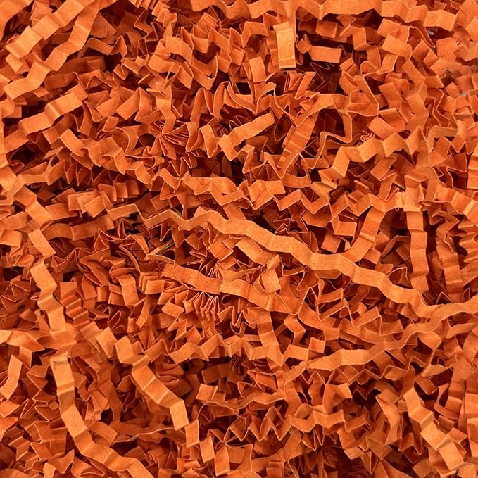 Tisspoms 1LB Orange Crinkle Cut Paper Shred Filler, Paper Shreds for Basket Fillers, Birthday, Gift Wrapping, Anniversary, Wedding, Halloween, Thanksgiving, Christmas Gift Decor Party Filler