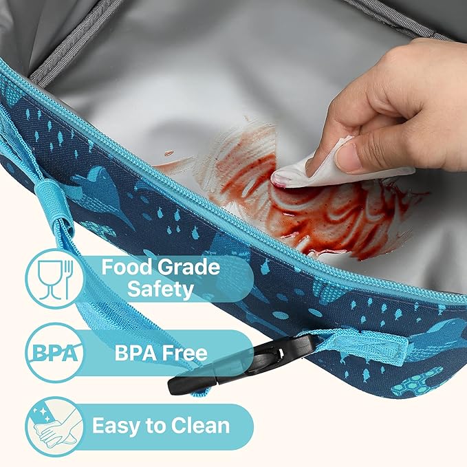 Bagseri Kids Lunch Bag Boys - Thermal Insulated Lunch Box Tote with Water Bottle Holder, Reusable Leak-Proof Kids Lunch Box for Daycare & School, Blue Shark (Containers Not Included)