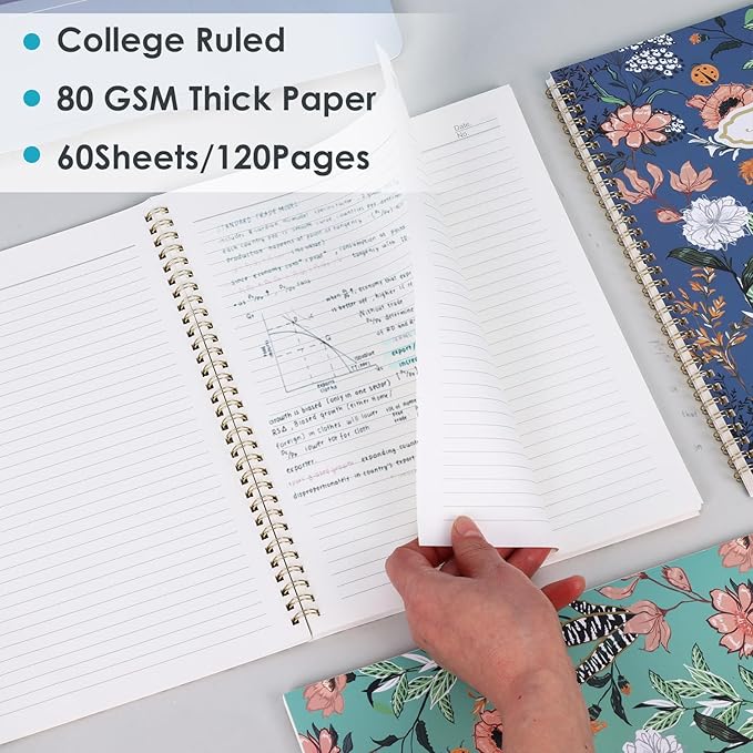 LABUK 3 Pack Spiral Notebook Journal for Women College Ruled Notebook 120 Pages A4 Aesthetic Journaling Notebooks for Work School Office Home, 8.5 x 11 Inches Notebooks for Valentine Gifts