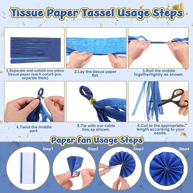 31 Pcs Graduation Photo Display Board Decoration 40"x28" Trifold Poster Board Graduation Themed Stickers Grad Fan Tassel Garland for 2026 Grad Party College Picture Frame(Blue Gold Silver)