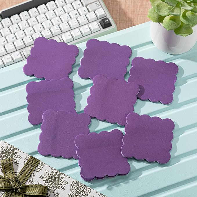Eaasty 8 Pack Scalloped Aesthetic Sticky Notes Bulk Purple Colors Cute Wavy Self Sticky Note Pads 3" x 3" Blank Note Pads for Back to School Office Supplies 240 Sheets