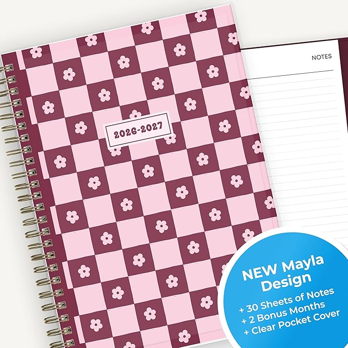 Blue Sky 2026-2027 Weekly and Monthly Academic Year Planner Calendar, July 2026 - June 2027, 5.875" x 8.625", Flexible Pocket Cover, Wirebound, Laminated Tabs, Includes Extra 30 Sheets of Notes, Mayla