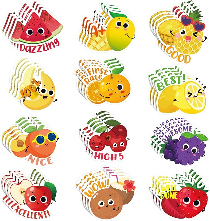 Jetec 300 Pcs Scratch and Sniff Sticker for Kids Smelly Scented Motivational Reward Stickers Teacher Incentive Positive Decal for Student Classroom Chart School Supplies(Fruity)