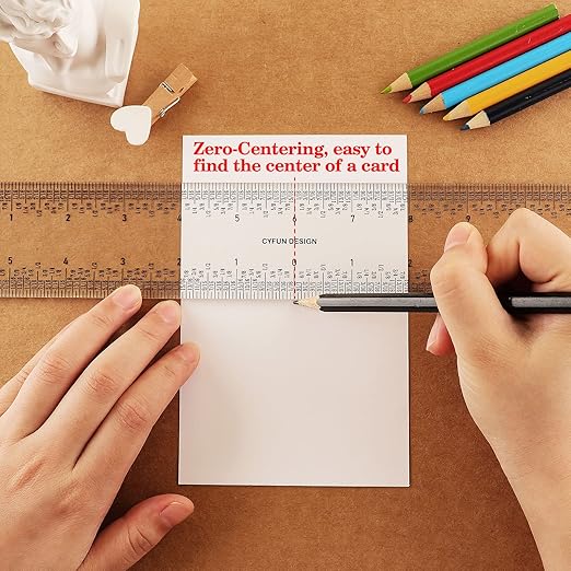2 PCS 6"/12" Clear Acrylic Ruler Zero-Centering Ruler with Inches & Metric Measuring Tool 12" and 6" Inch Straight Edge Rulers for Scrapbooking Card-Making Student School Office Home Tool