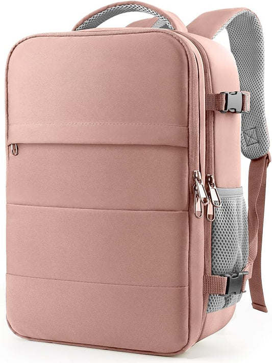 HOTOR Travel Backpack Flight Approved Bag Men Women, Large Pink | TSA Carry on Luggage, 15.6inch Laptop, Casual Daypack Travel Essentials Nurse Bag for Work, Business, Weekender, College