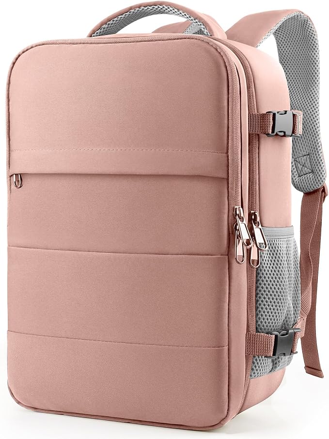 HOTOR Travel Backpack Flight Approved Bag Men Women, X-Large Pink | TSA Carry on Luggage, 15.9" Laptop, Casual Daypack Travel Essentials Nurse Bag for Work, Business, Weekender, College