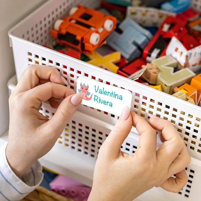 Personalized Waterproof Name Labels for Kids | Optional Packs 50, 150, 230 Labels | Custom Name Stickers for Kids' Clothing Tag, Water Bottle, Lunch Box, Customize Kid Name Label for Daycare Dragons