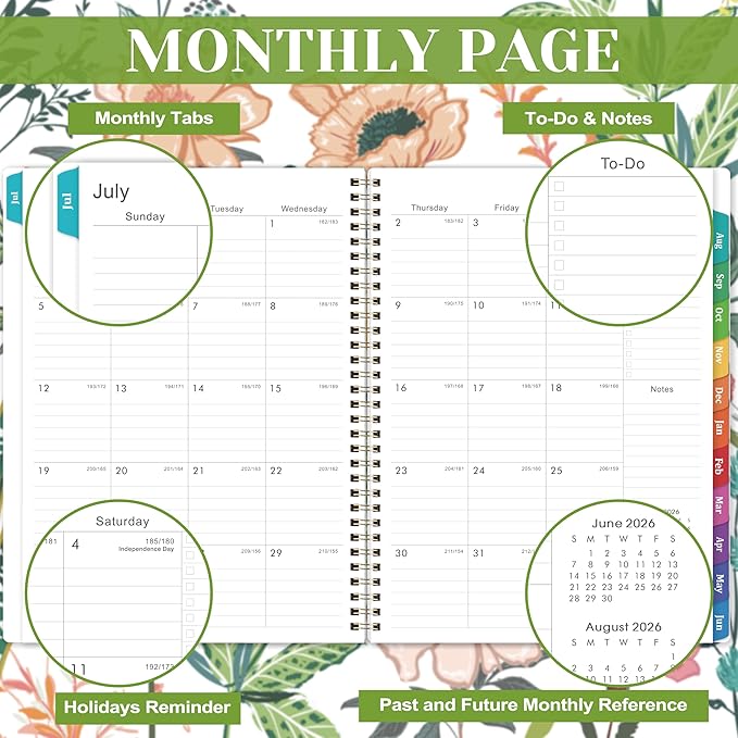 2026-2027 Planner – Jul. 2026 – Jun. 2027, Weekly ＆ Monthly Academic Planner 2026-2027, 8.5" x 11" with Colorful Tabs, Flexible Cover, Thick Paper, Twin-Wire Binding, Back Pocket, To-Do ＆ Notes
