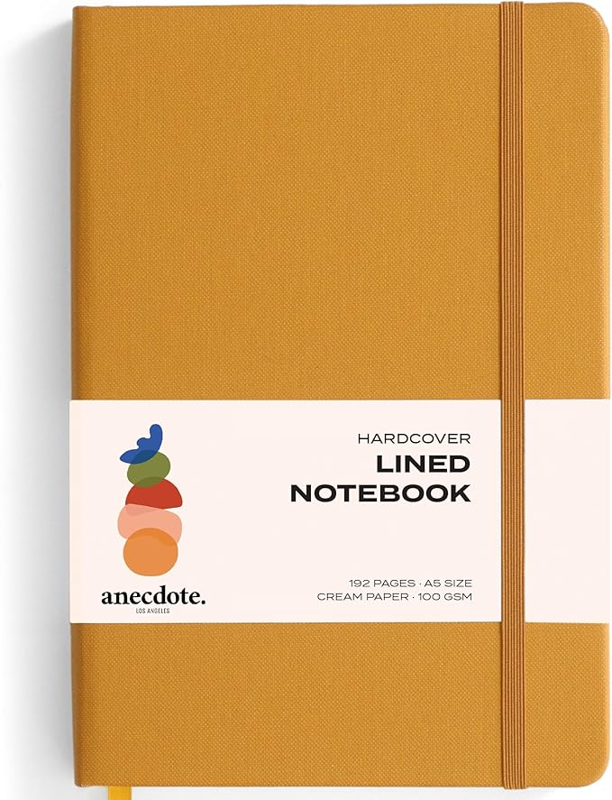 ANECDOTE. Lined Journal Notebook, 192 Pages, A5 size: 8.3" x 5.4", Thick 100 GSM Paper, Ruled, Hardcover. Journal for Women and Men, Perfect Notebook for School, Work and Travel (Mustard)
