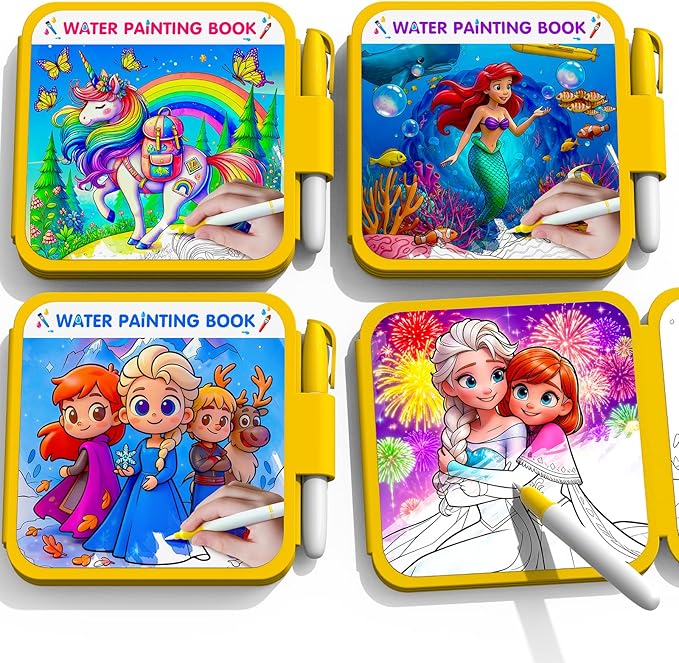 ZHOC Reusable Water Painting Books for Kids – 3 Pack Magic Water Reveal Coloring Books with Water Pens (Unicorn, Ice World & Mermaid) No-Mess Coloring Book Fun Travel Activity for Ages 3–8