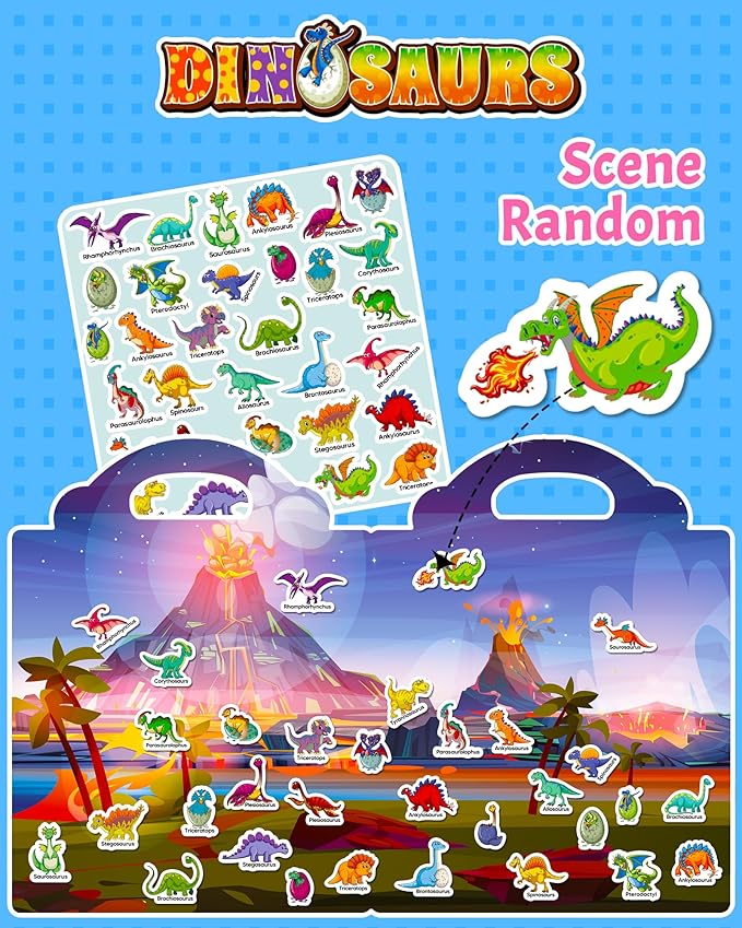 Walenced Reusable Sticker Book for Toddlers, Travel Stickers for Kids, Toddler Craft Activities Toys, Birthday Gifts for Boys & Girls