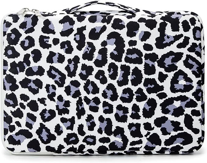 Kinmac 360deg Protective Water Resistant Laptop Case Bag Sleeve with Handle (Leopard, 13.5 inch-14 inch)