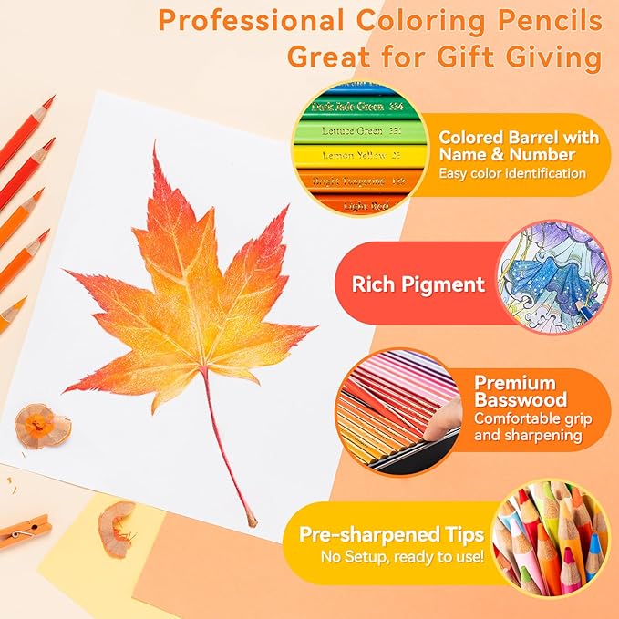 Ohuhu Colored Pencils: 72 Oil-based Drawing Pencils for Coloring Portrait Sketching Landscape, Durable Soft Core, Professional 72 Pack for Artist, Adult & Beginners, Halawa Series