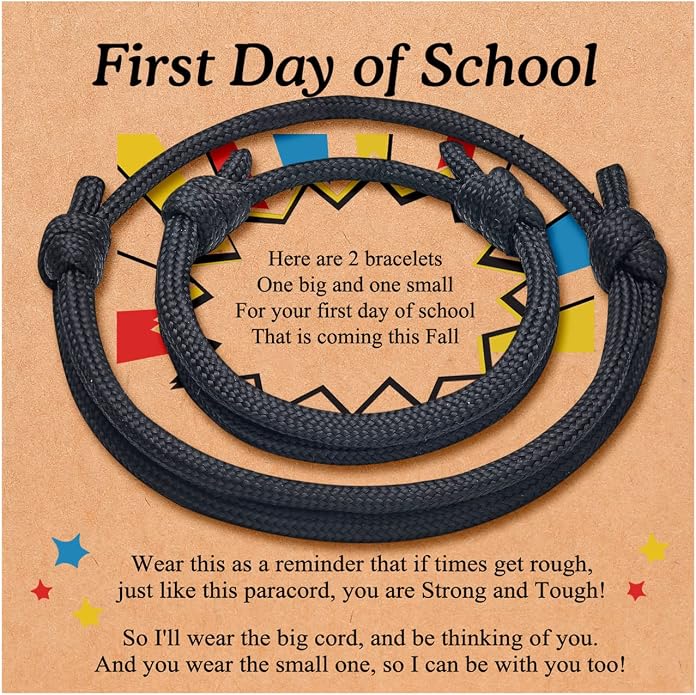 PINKDODO First Day of School Bracelet Back to School Gifts Mommy and Me Bracelets Mother Son Bracelet