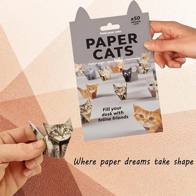 New 2026 Paper Cats - DIY Origami Paper Cats - 50 Sheets DIY Origami Paper to Fold Cute Cat Figures, paper cats origami,Fun Craft Activity for Adults & Kids, Desk Decoration & Gift for Cat Lovers