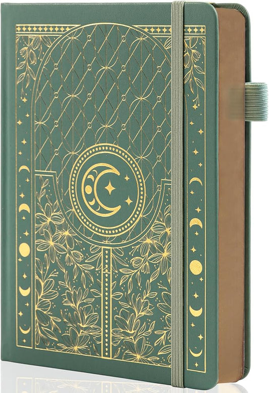 TIEFOSSI Dotted Journal Notebook, 160gsm 190 Numbered Thick Paper, A5 Hardcover Dotted Grid Diary for Women Men Work Writing, Journaling, Drawing, 5.8 x 8.3 in