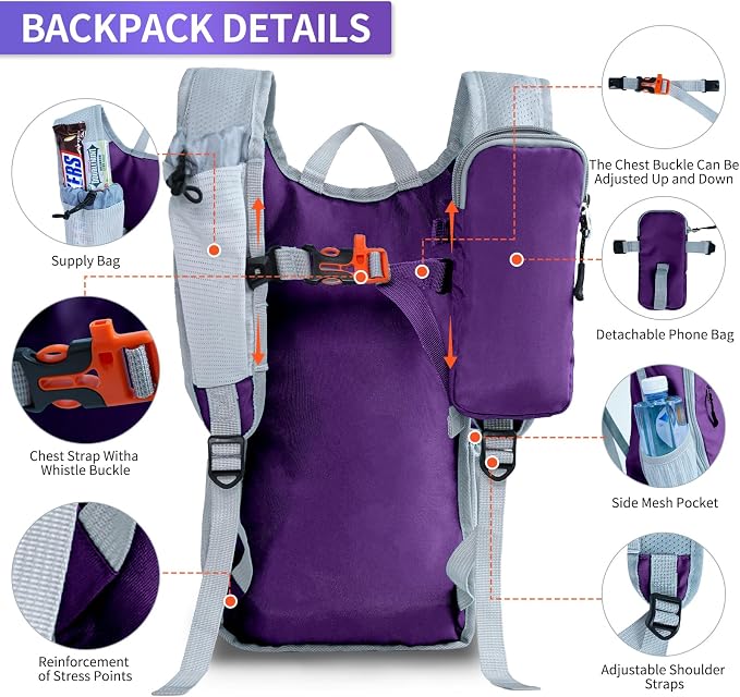 Small Hiking Backpack Packable Lightweight for Women Men | 10L/15L, Hiking Daypack, Foldable, Water Resistan, Ultralight, with Phone Pocket, Travel, Outdoor, Walking
