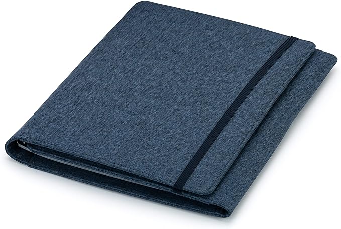 Folio Cover Compatible with Rocketbook Fusion, Panda, Everlast, Waterproof Fabric, Multi Organizer with Pen Loop, Zipper Pocket, Business Card Holder, fits A4 Size Notebook, Blue