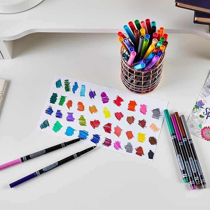 Crayola Fine Line Markers for Adults (40ct), Skinny Marker Set for Adult Coloring Books, Gift for Teens, Aesthetic Art Supplies, Stress Relief Activity