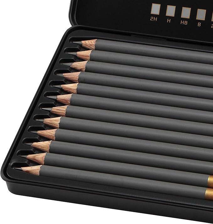 Cezanne Graphite Drawing Pencils Set - Assorted Set of 12 Break-Resistant Graphite Lead, Easy-to-Sharpen Sketch Pencils, Master Artist Quality Graphite Pencils for Technical and Artistic Drawing