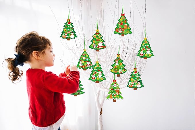 Renbuzhu 40PCS Christmas Crafts Bulk: Xmas Tree Paper Suncatchers DIY Kit for Winter Holiday Activities Decorations, Window Stained Glass Effect Art Ornaments