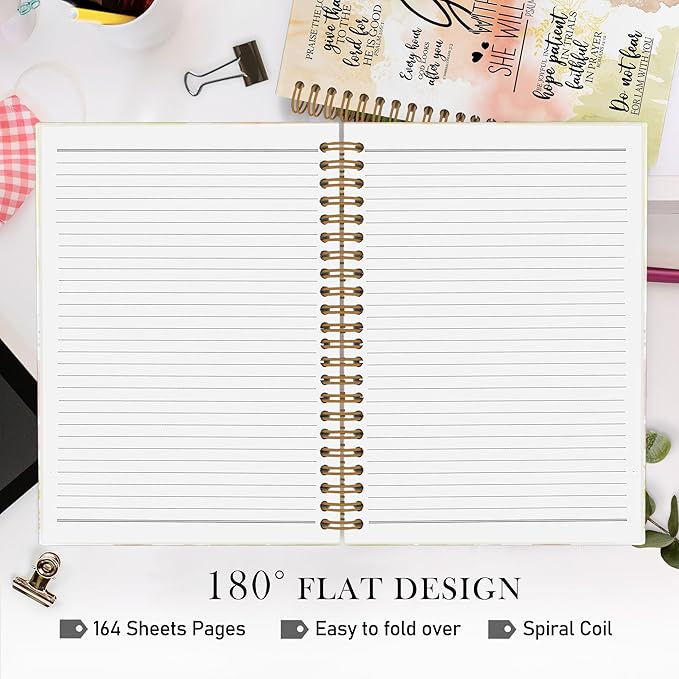 QLMX Christian Gifts for Women Spiral Notebook, God Is Within Her She Will Not Fall A4 Journal Notebook, Bible Verse Notebooks for School Work, Inspirational Religious Office Supplies Gifts, 8.3x11.7