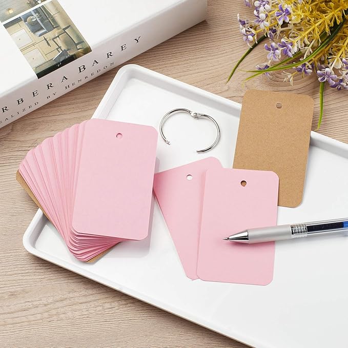 Blank Index Cards with Ring, 8 Pack Colored Flash Cards, 2.2"x3.5", 400 Counts Small Note Cards Hole-punched Cardstock, Heavyweight Word Vocabulary Cards, DIY Gift Hang Tags