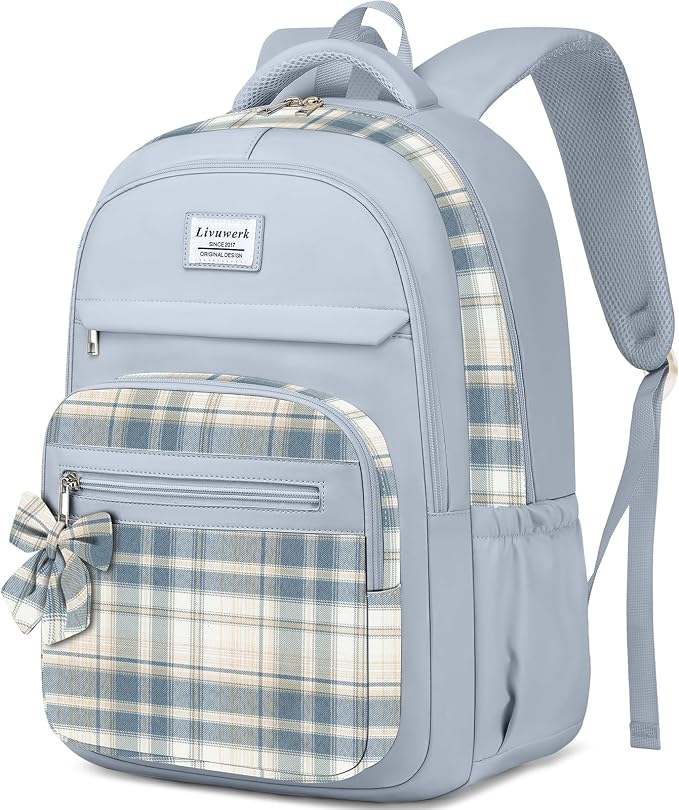 School Backpack for Teen Girls: Cute Bookbags Middle High School College Casual Back Pack 15.6 inch Laptop Backpacks Vintage Bags Women Travel Daypacks Mochilas Escolares Blue