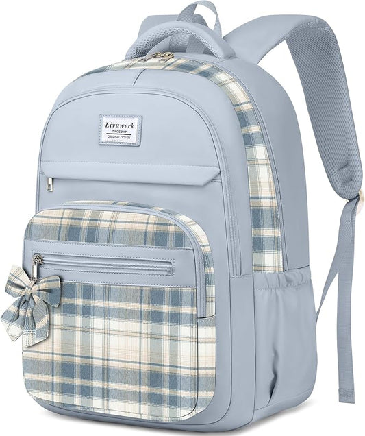 School Backpack for Teen Girls: Cute Bookbags Middle High School College Casual Back Pack 15.6 inch Laptop Backpacks Vintage Bags Women Travel Daypacks Mochilas Escolares Blue