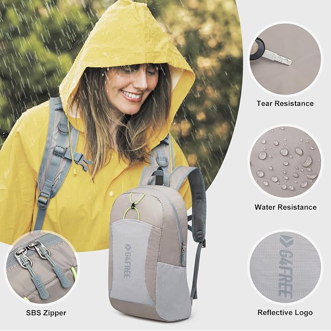 G4Free 24L Lightweight Packable Hiking Backpack Sport Travel Daypack Water Resistant for Women Men | Water Resistant Material, 11.4*7.9*18.5 in, Outdoor Sports, Travel, Hiking, Day trips, Cycling, Daily Use, Foldable Backpack