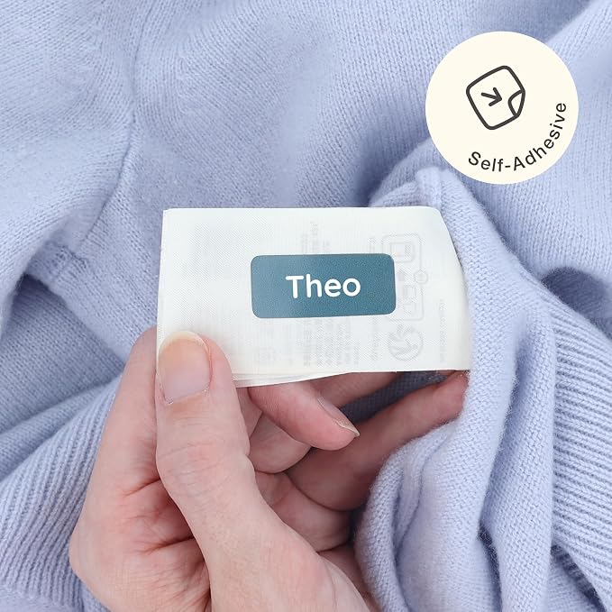 TeddyLabels - Clothing Labels for Nursing Home (60) – Self-Adhesive Name Tags for Clothes and Personal Items. Personalized Labels for Daycare, Nursing Homes, and Laundry Use - Dark Blue