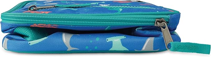 PackIt(R) Freezable Classic Lunch Box, Sea Shark, Built with EcoFreeze(R) Technology, Collapsible, Reusable, Zip Closure With Zip Front Pocket and Buckle Handle, Designed for Fresh Lunch On the Go