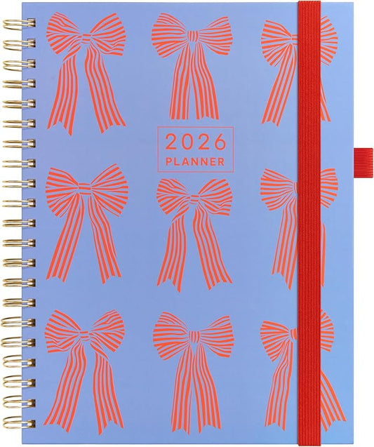 And Per Se 2026 Planner, A4 Size-Daily, Weekly & 18-Monthly Planner, Daily Schedule, Monthly Tabs, 100 GSM Thick Paper(Bowknot Pattern)