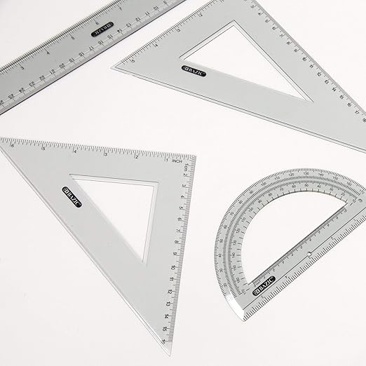 BAZIC Products 4-Piece Geometry Ruler Set, 12" Ruler