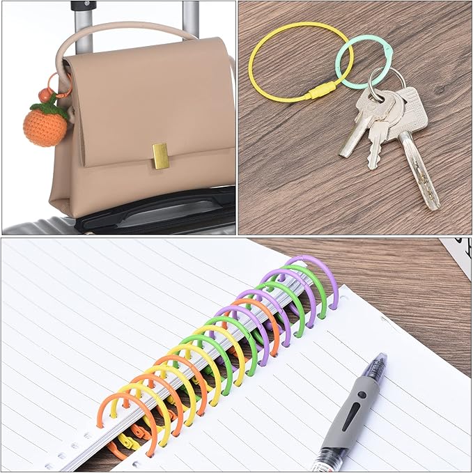 PATIKIL Loose Leaf Binder Rings 1 Inch, 5 Pack Metal Flash Card Book Binding Rings for Key Chain Index Card Scrapbooks, Orange
