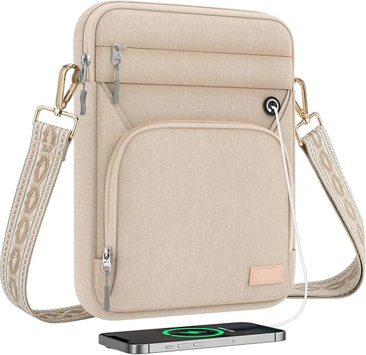MoKo 9-11 Inch 360° Protective Tablet Sleeve Bag with Earphone Hole & Multi-Pockets, Fits New 11-inch iPad Air M4 2026 & iPadPro 11 M5,iPad A16,iPad10/5/4. 10.9,iPad9/8. 10.2,Tab S8/S9 11, Sand