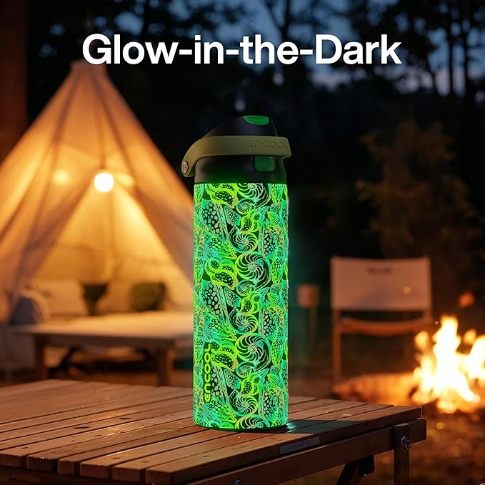 ENCOOL Leakproof Insulated Water Bottle with Straw Dual-Sip Water Bottle Bag-Safe Design for Work, Commute & Gym – Keeps Drinks Cold All Day, 24 oz, Neon Conch